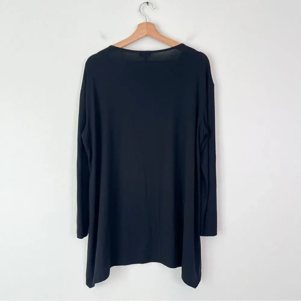 J. Jill Wearever Black Velvet Tunic Top Medium Preppy Holiday
